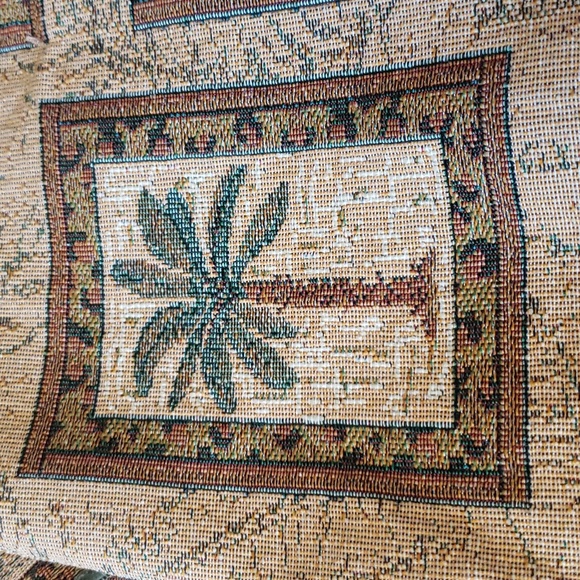 Vintage Beautiful Set of Two Table Runner Woven Print Palm Trees 69”-13” - Picture 7 of 8